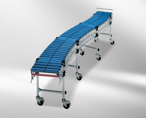 Scissor roller conveyor blue