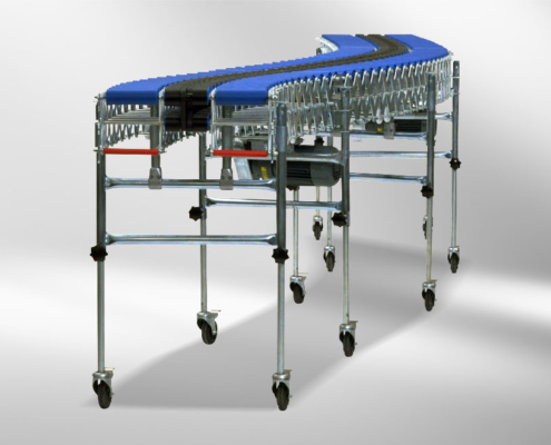 Scissor roller conveyor blue