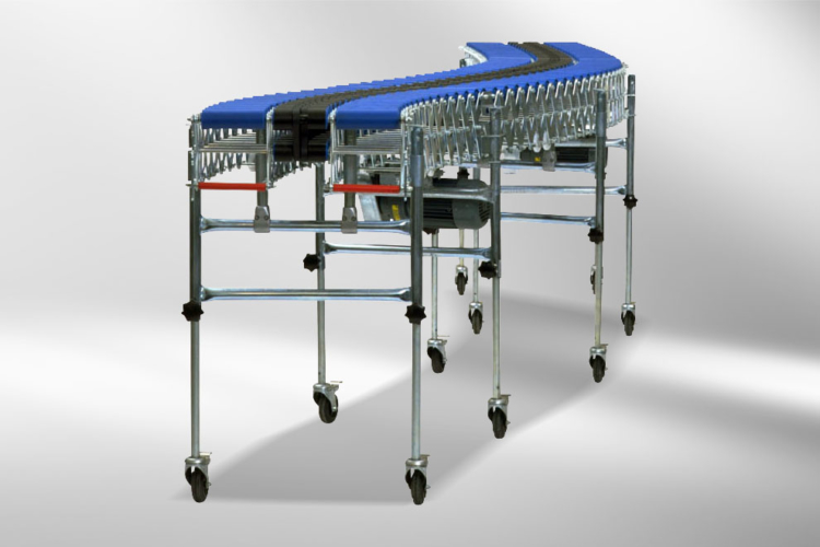 Scissor roller conveyor blue