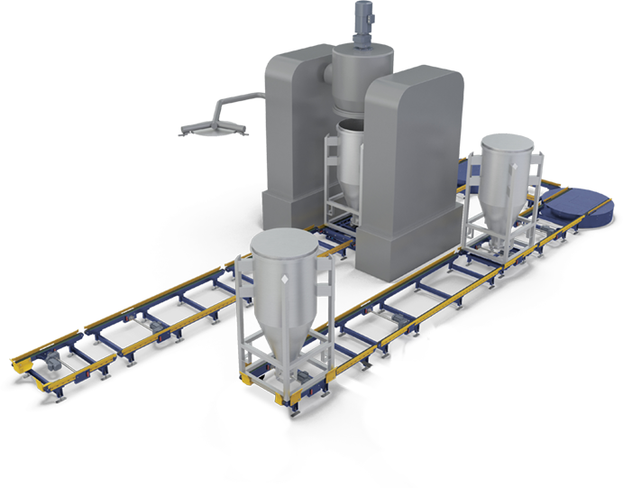 conveyor system with integrated mixing process for the food and beverage industry