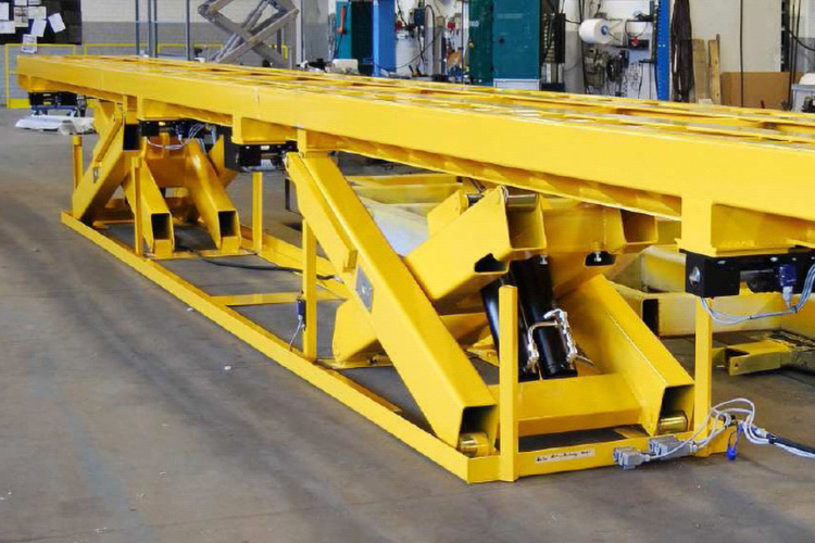 tandem scissors lift table yellow