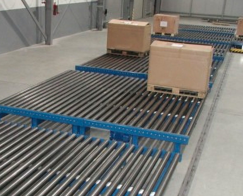 trolley with packages on pallets